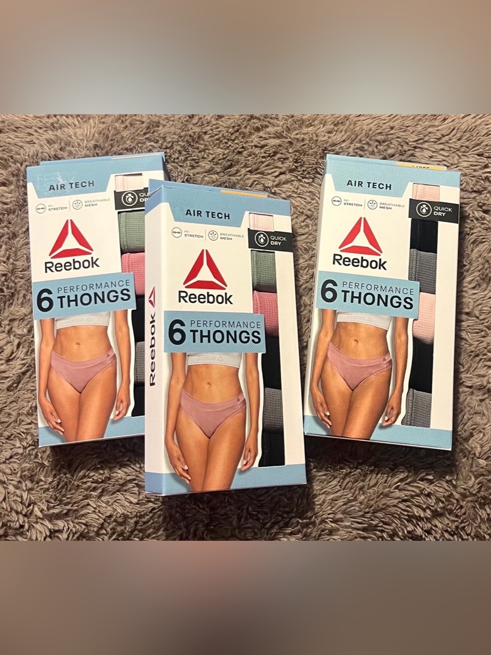 Women’s Reebok Performance Thongs ~ Size Large/18 Pairs Total